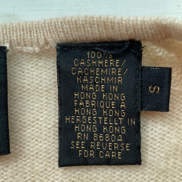 MAG by Magaschoni Short Sleeve 100% Cashmere Sweater Cream size S - Picture 3 of 9